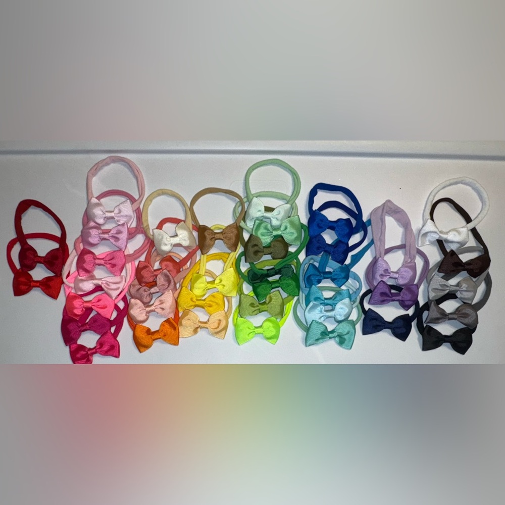 40 Baby Bow Headbands 2.75" Hair Bows Super Soft Nylon Headband